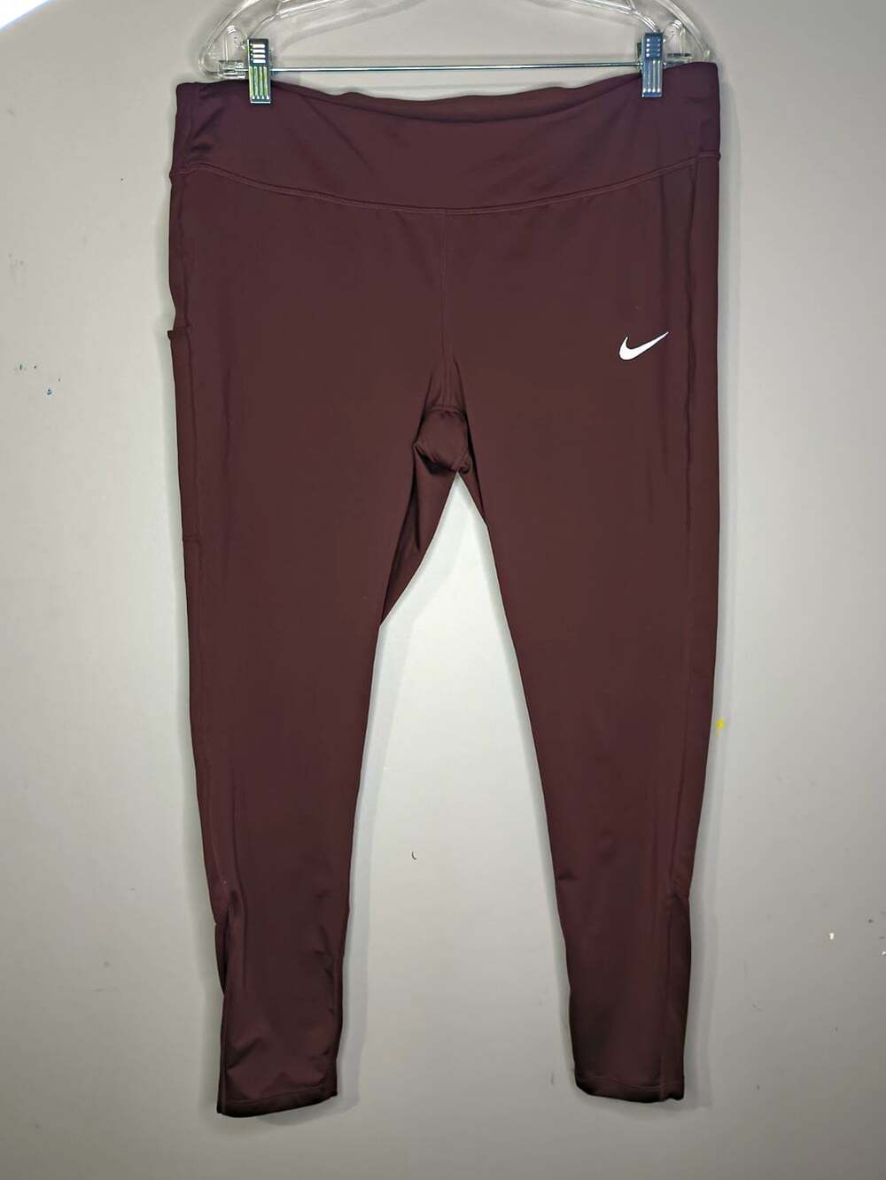 Nike Dri-FIT Leggings Womens 1X Burgundy High Rise Ankle Stretch